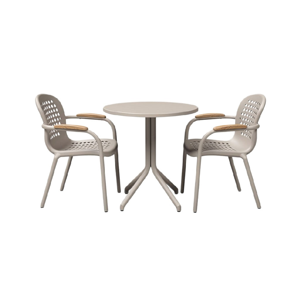 Modern Minimalist Round Table with Two Armchairs