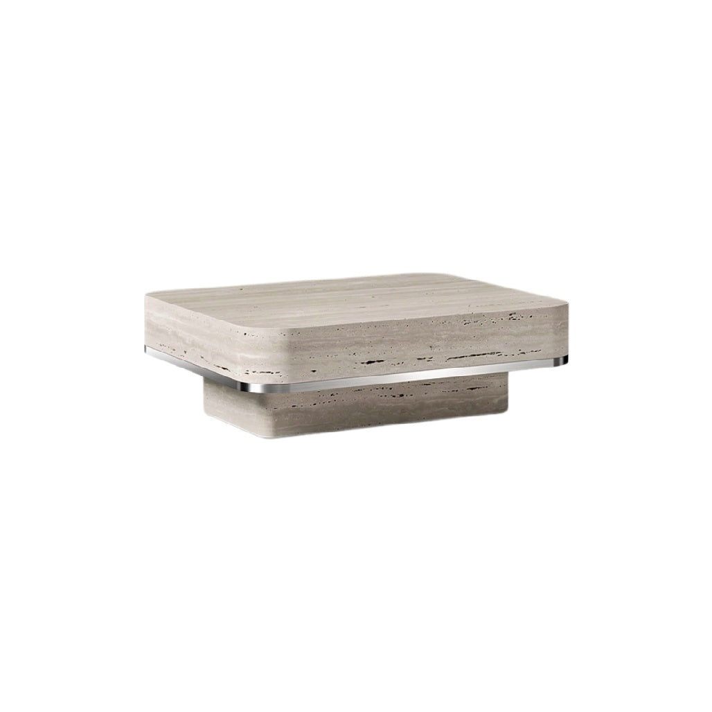 "Modern Minimalist Square Coffee Table in Stone Finish"