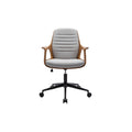 Contemporary Gray Ergonomic Office Chair with Wood Accents
