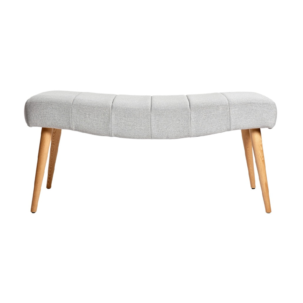 Modern Gray Upholstered Bench with Wooden Legs
