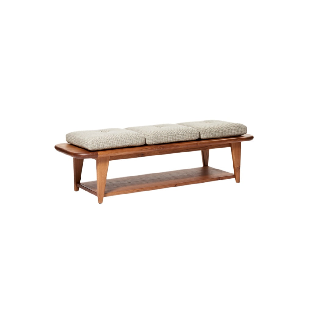 Modern Wooden Bench with Cushioned Seating