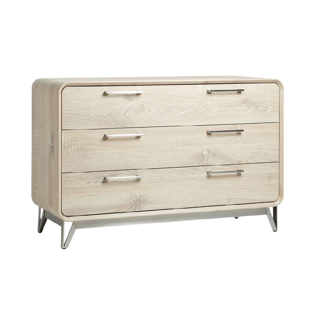 Modern Oak Dresser with Sleek Handles and Minimalist Design